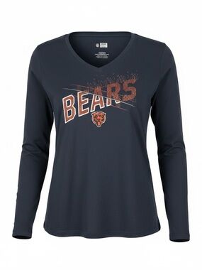 Chicago Bears Womens XXL Long Sleeve V Neck Shirt Navy NFL Team Apparel